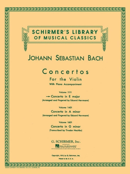 Bach Concerto E Major Lib.1111 Violin/Piano