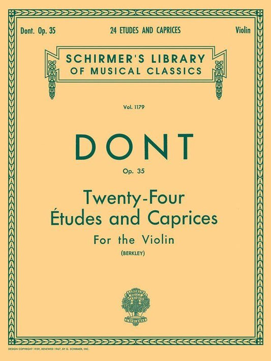 DONT - 24 Etudes and Caprices Op 35 for Unaccompanied Violin, G. Schirmer, 48 Pages, Schirmer's Library of Musical Classics