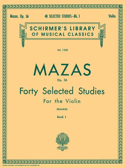 Mazas 40 Selected Studies Op. 36 Book 1 for Unaccompanied Violin