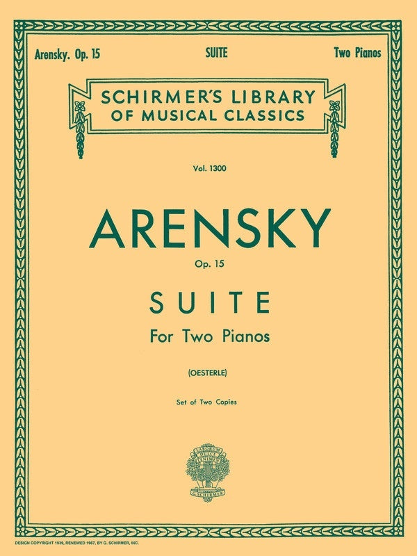 Arensky Suite Op 15 Lib.1300 2 Pianos
