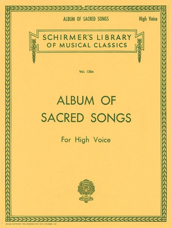 Schirmer - Album Of Sacred Songs For High Voice