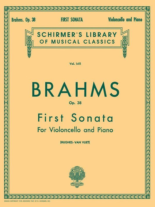 Brahms Sonata No. 1 in E Minor Op. 38 for Cello and Piano, 40 Pages, Schirmer Library of Classics