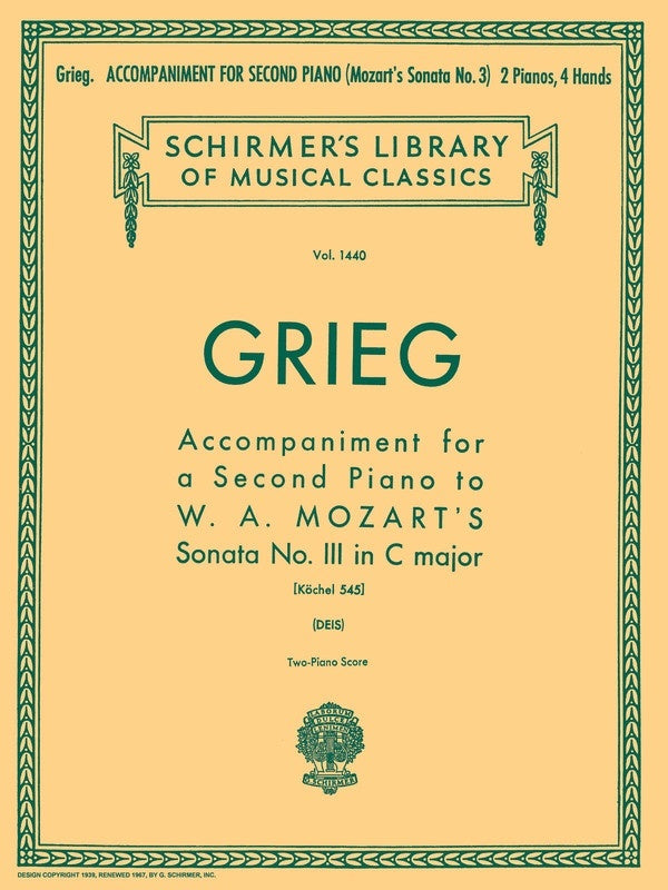 Grieg Accom. 2nd Piano For Mozart's Sonata K545