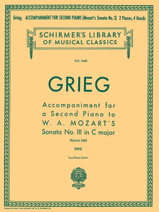 Grieg Accom. 2nd Piano For Mozart's Sonata K545
