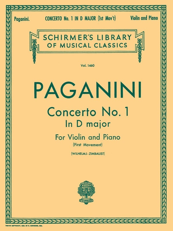 Paganini Conc.1 In D Lib.1460 Violin/Piano