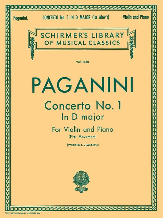 Paganini Conc.1 In D Lib.1460 Violin/Piano