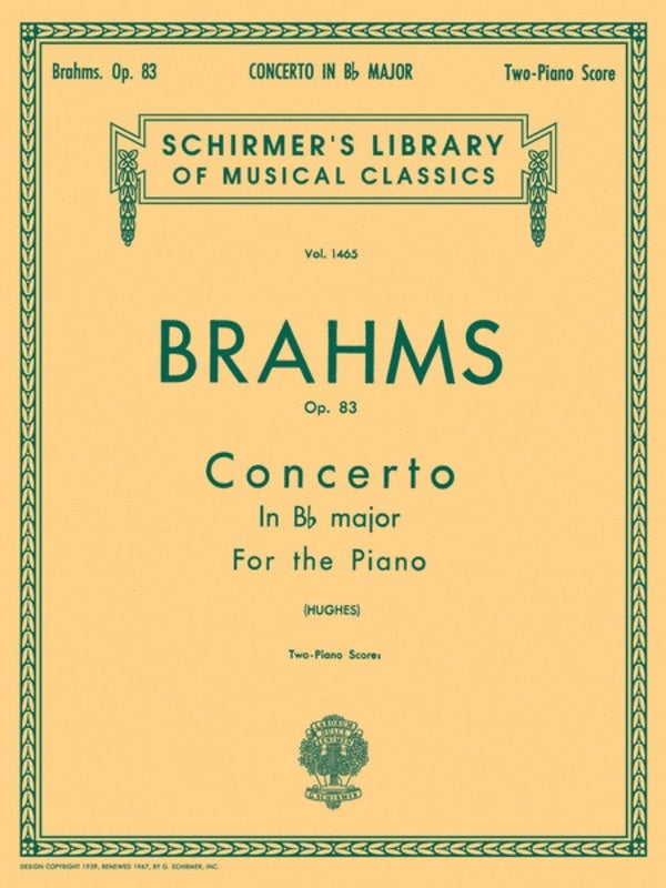Brahms Concerto No.2 B Flat Op 83 2 Pianos Lib1465