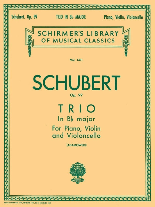 Schubert Trio B Flat Op 99 Violin/Cello/Piano