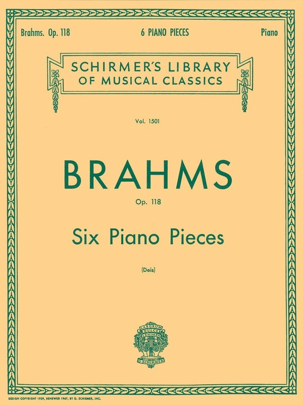 Brahms 6 Piano Pcs.Op 118 Lib.1501