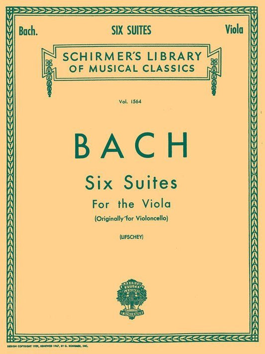 Bach - Six Suites for Viola, Viola Solo, 56 Pages, G. Schirmer, Inc., Schirmer's Library of Musical Classics