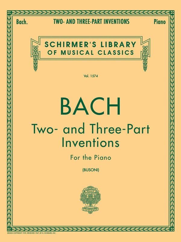Bach - Two and Three-Part Inventions for Piano, 80 Pages, Schirmer Library of Classics