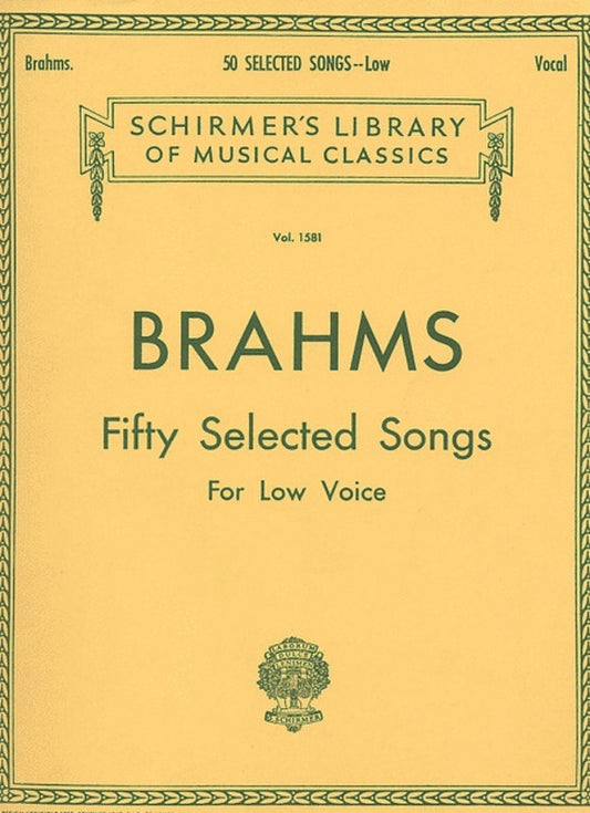 Schirmer - Brahms - 50 Selected Songs Low Voice