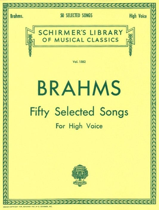 Schirmer - Brahms - 50 Selected Songs High Voice