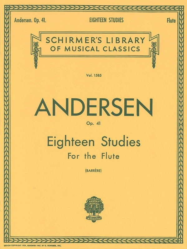Andersen - 18 Studies Op 41 For Flute (Softcover Book)