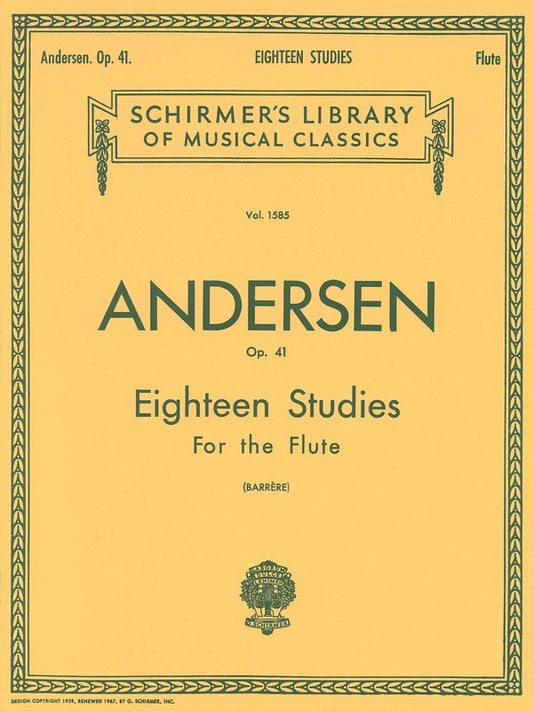 Andersen - 18 Studies Op 41 For Flute (Softcover Book)