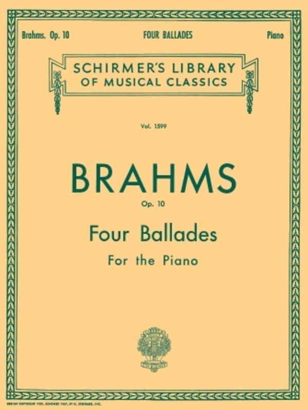 Brahms 4 Ballades Op 10 Lib.1599 Piano