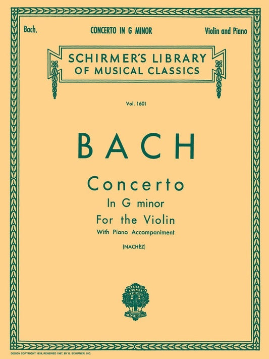 Bach Concerto G Minor Lib.1601 Violin/Piano