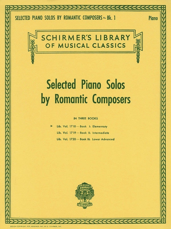 Selected Piano Solos Rom.Comp.1 Lib.1718