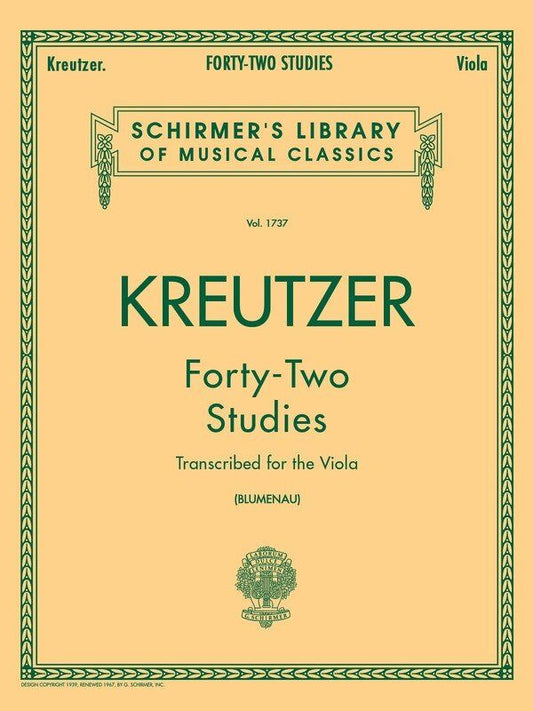 Kreutzer 42 Etudes Transcribed for Viola - G. Schirmer, Inc. - 72 Pages