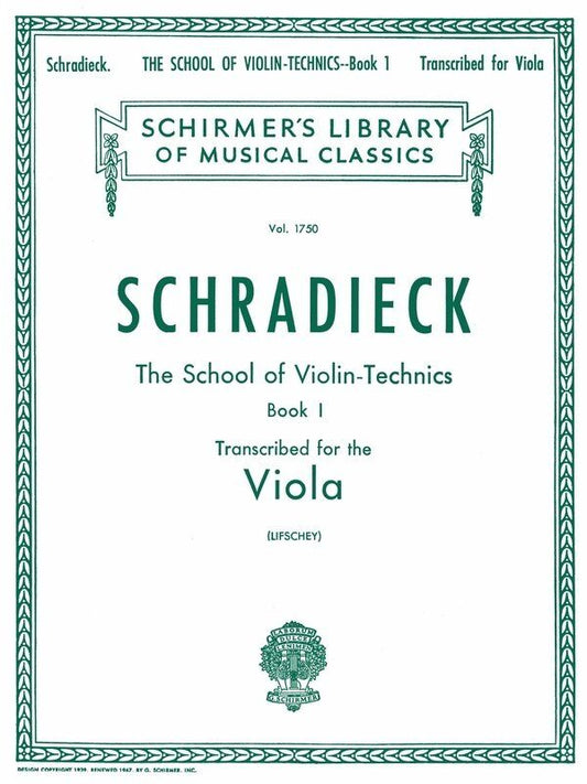 Schradieck School of Violin Technics Op. 1 Book 1 for Viola, 48 Pages, G. Schirmer