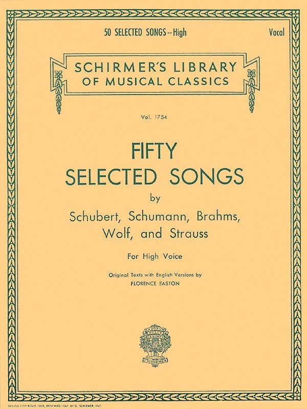 Schirmer - 50 Selected Songs For High Voice