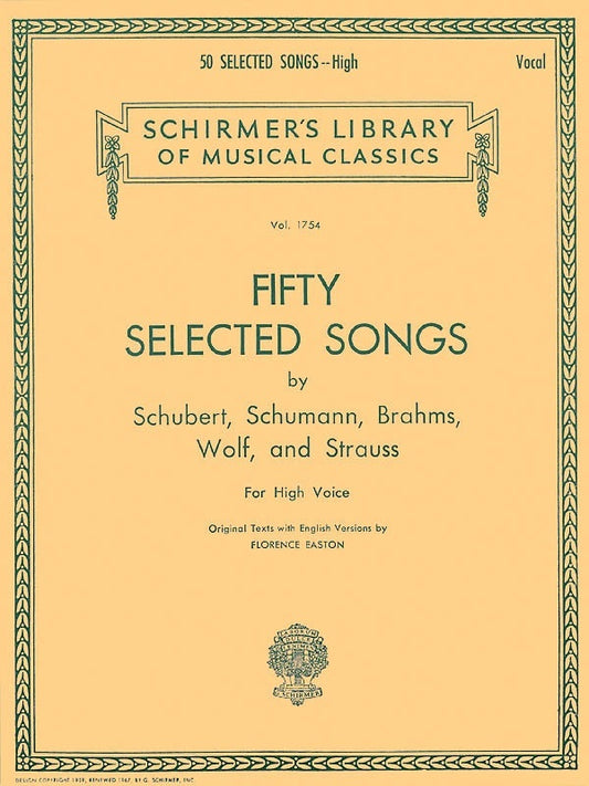 Schirmer - 50 Selected Songs For High Voice