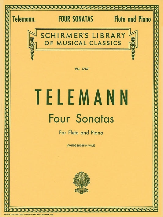 Telemann - 4 Sonatas For Flute/Piano (Softcover Book)