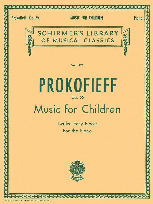 Prokofiev - Music for Children Op. 65 for Piano Solo, 28 Pages, Schirmer Library of Classics