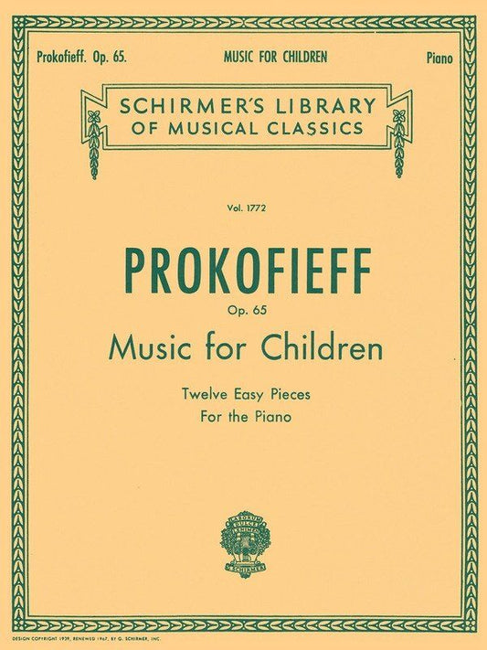 Prokofiev - Music for Children Op. 65 for Piano Solo, 28 Pages, Schirmer Library of Classics