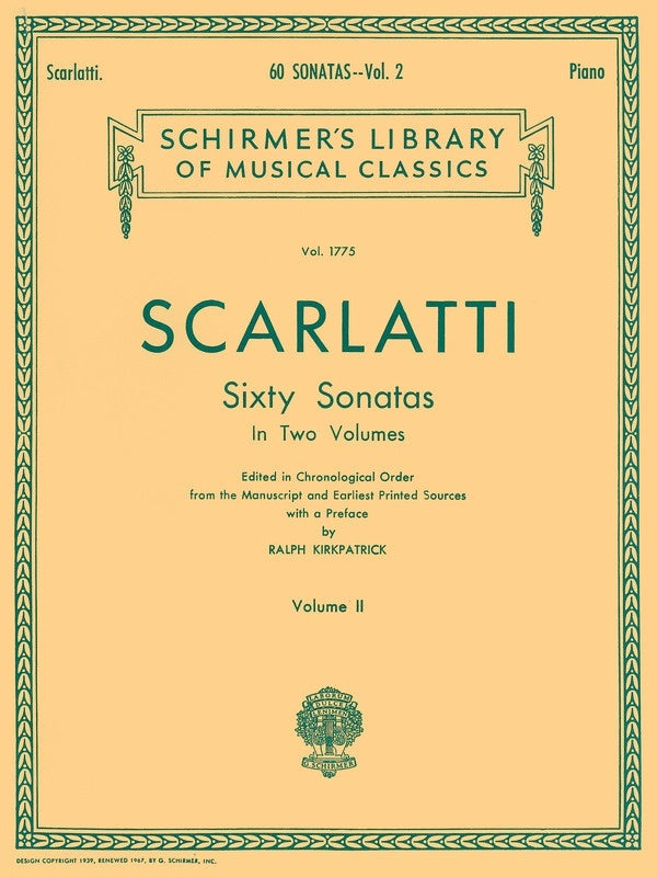 Scarlatti - 60 Sonatas Vol 2 Piano Ed Kirkpatrick (Softcover Book)