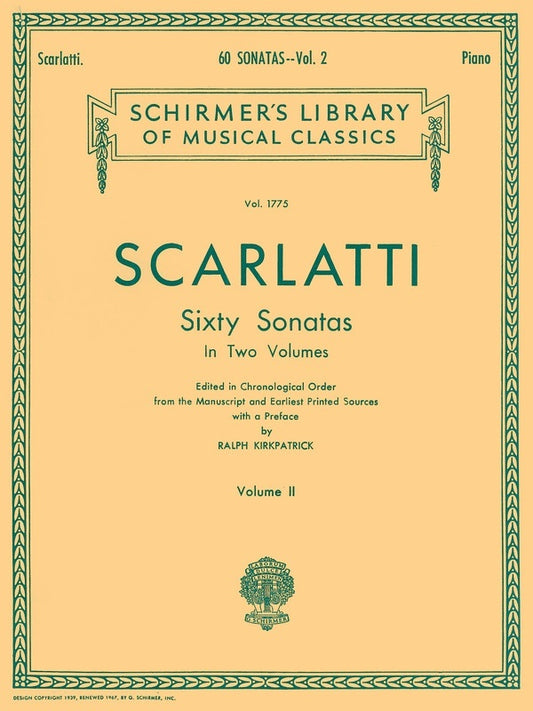 Scarlatti - 60 Sonatas Vol 2 Piano Ed Kirkpatrick (Softcover Book)