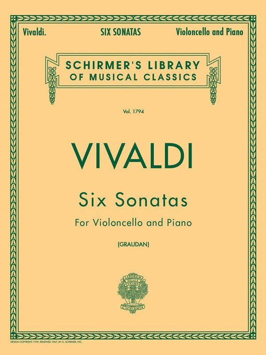 Vivaldi - 6 Sonatas for Cello and Piano, G. Schirmer, 52 Pages, Schirmer Library of Classics