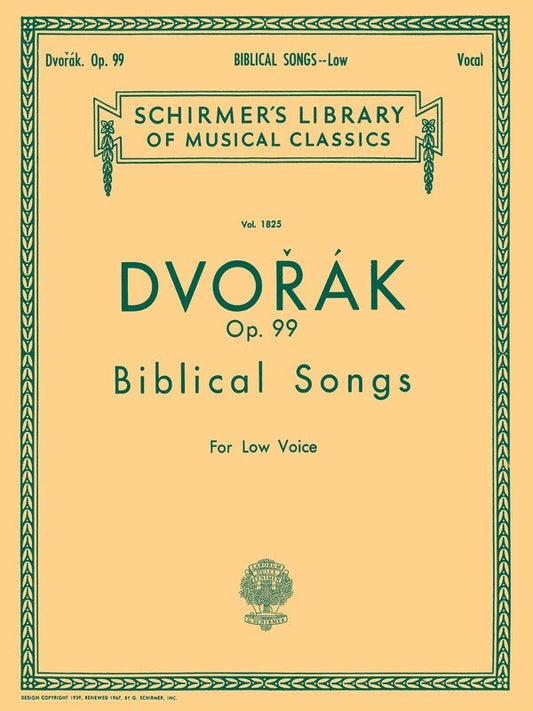 Schirmer - Dvorak - Biblical Songs Op 99 Low Voice/Piano