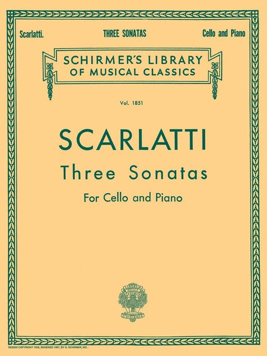 Scarlatti 3 Sonatas Lib.1851 Cel/Piano