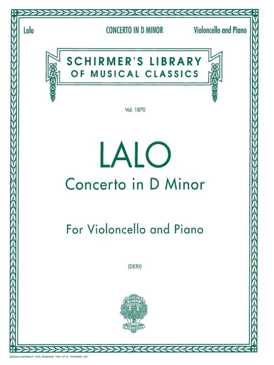 Lalo Concerto D Minor Lib.1870 Cel/Piano