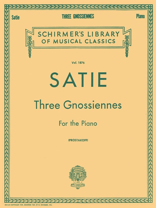 Satie 3 Gnossiennes Lib.1876 Piano