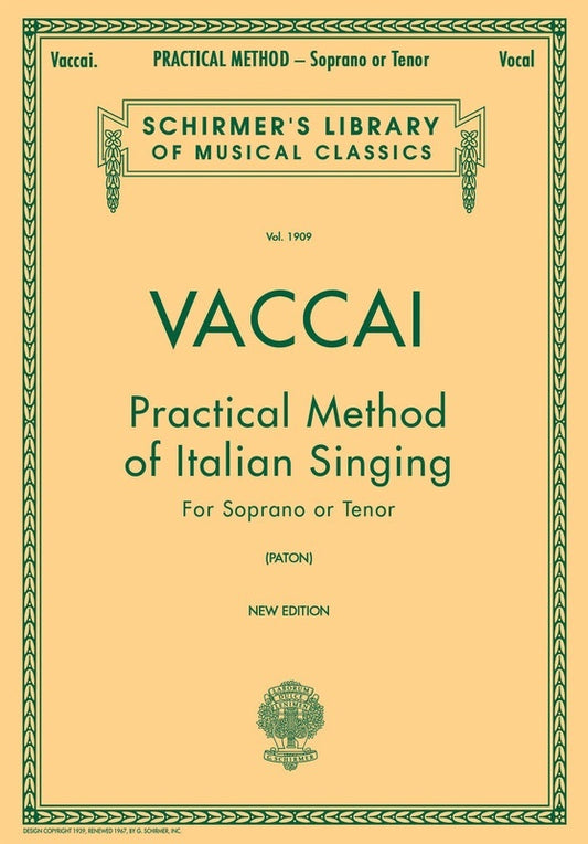 Schirmer - Vaccai - Practical Method Italian Singing Sprano/Tenor