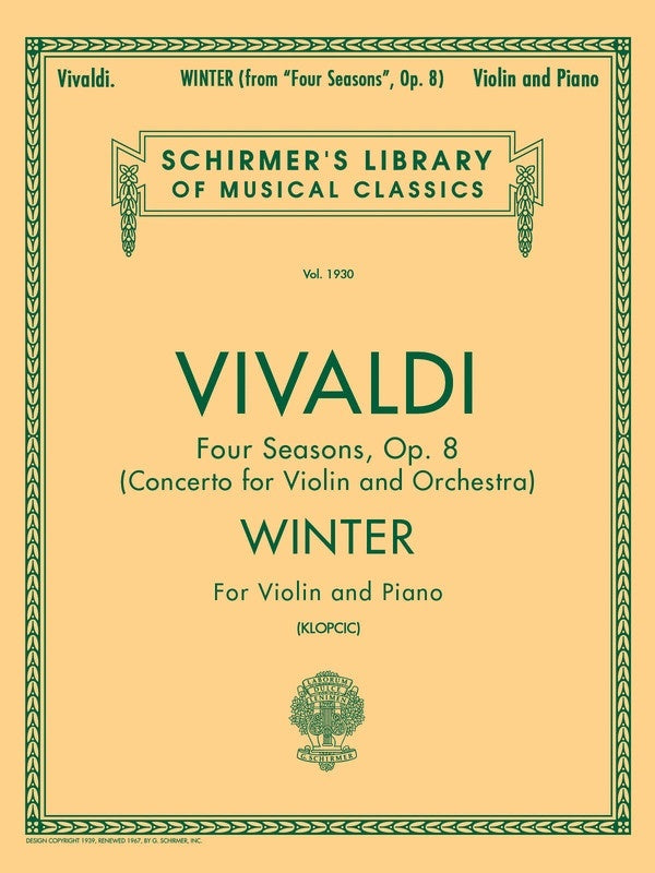 Vivaldi - Winter From The Seasons Violin/Piano (Softcover Book)