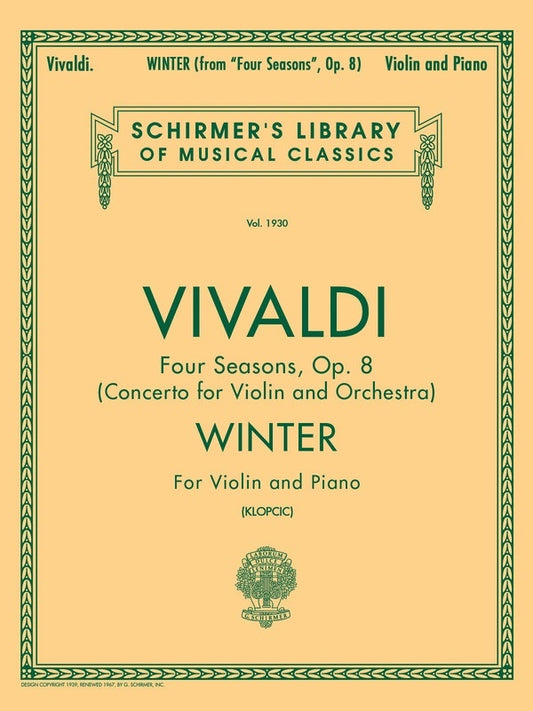 Vivaldi - Winter From The Seasons Violin/Piano (Softcover Book)