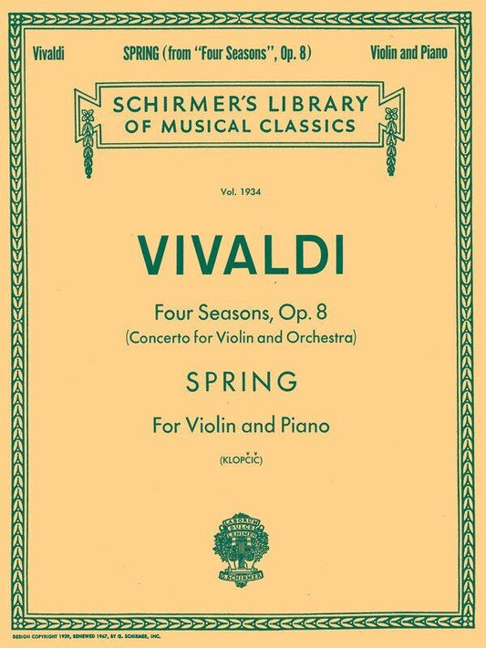 Vivaldi - Spring from the Four Seasons for Violin and Piano, 16 Pages, Published by G. Schirmer, Inc.