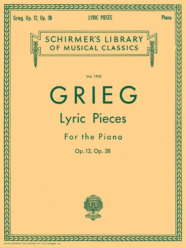 Grieg Lyric Pcs Op 1238 Lib.1952 Piano
