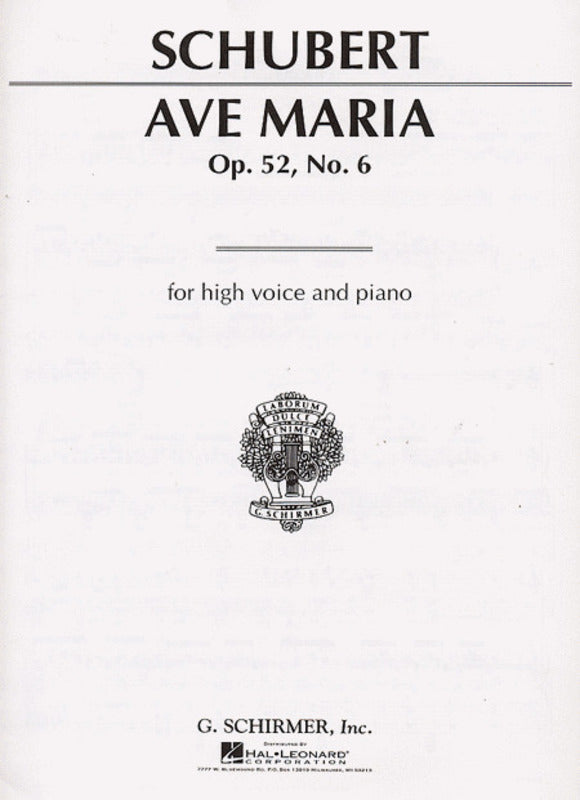 Schubert Ave Maria High Vce(Bb)/Piano