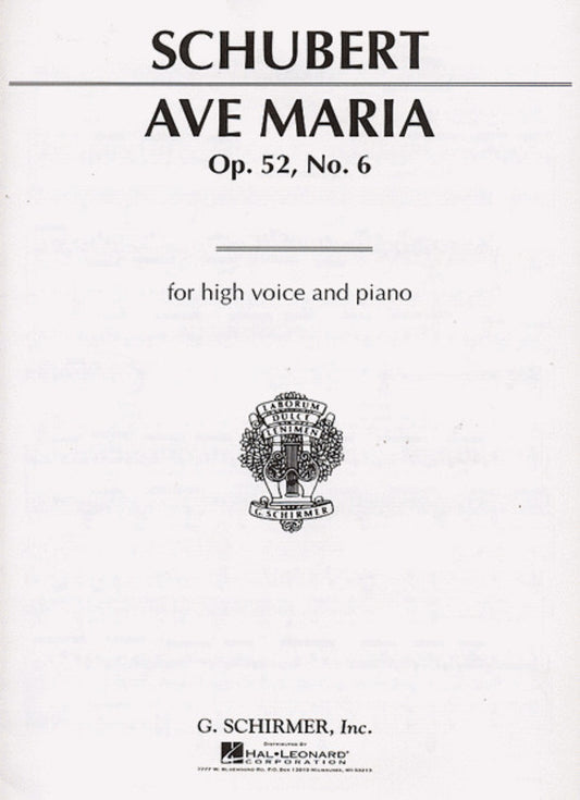Schubert Ave Maria High Vce(Bb)/Piano