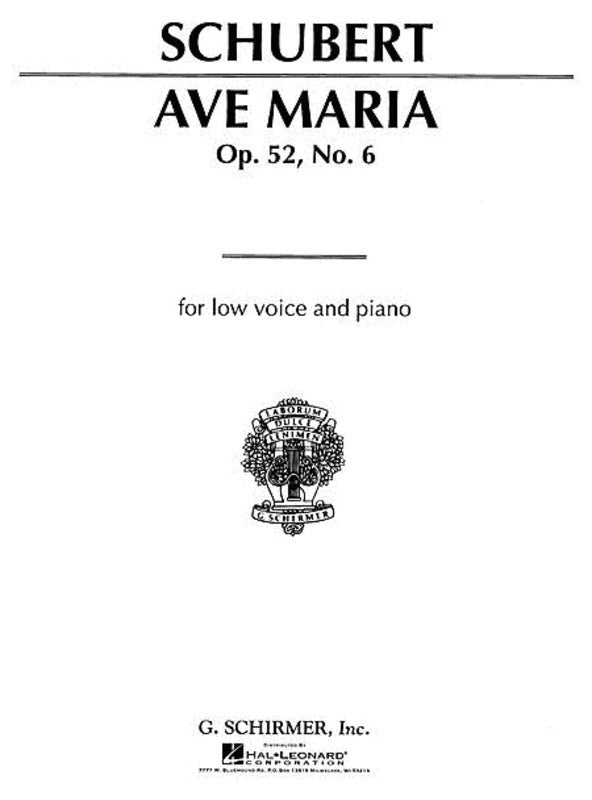 Schubert Ave Maria Low Vce(G)/Piano