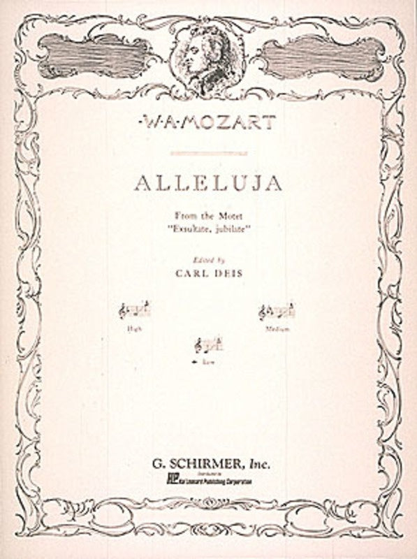 Schirmer - Mozart - Alleluia Low Voice In C