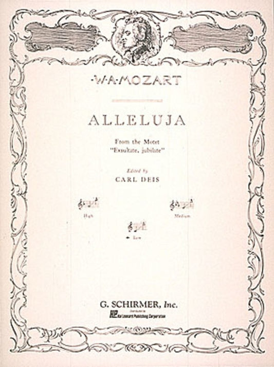Schirmer - Mozart - Alleluia Low Voice In C