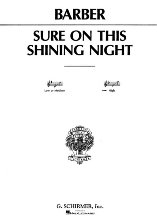 Schirmer - Barber - Sure On Shining Night High Voice