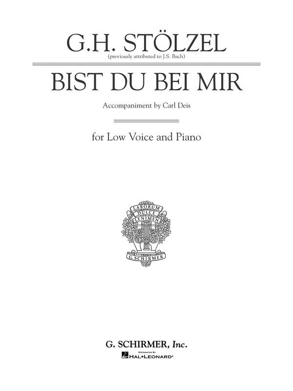 Schirmer - Bach - Bist Du Bei Mir Low Voice