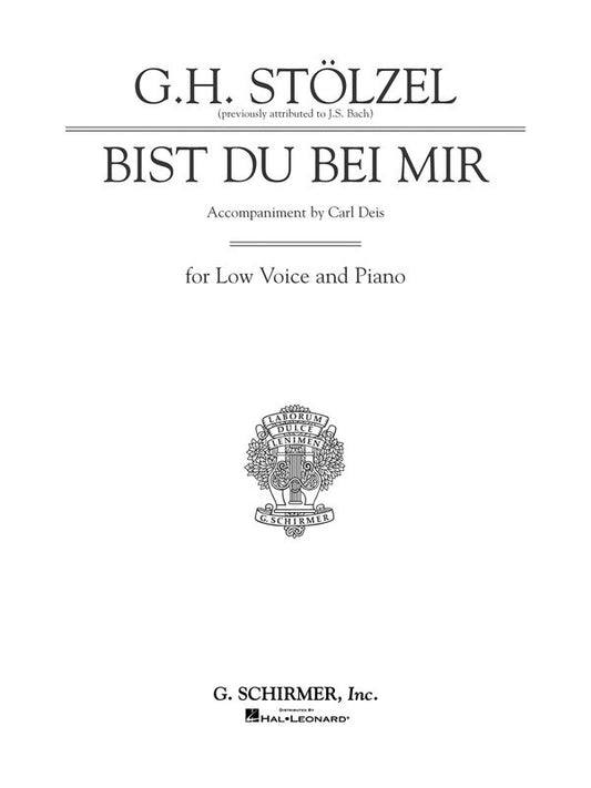 Schirmer - Bach - Bist Du Bei Mir Low Voice