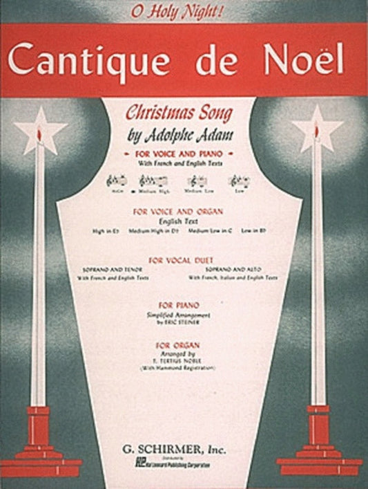 Schirmer - Adam - Cantique De Noel Medium/High Voice D Flat